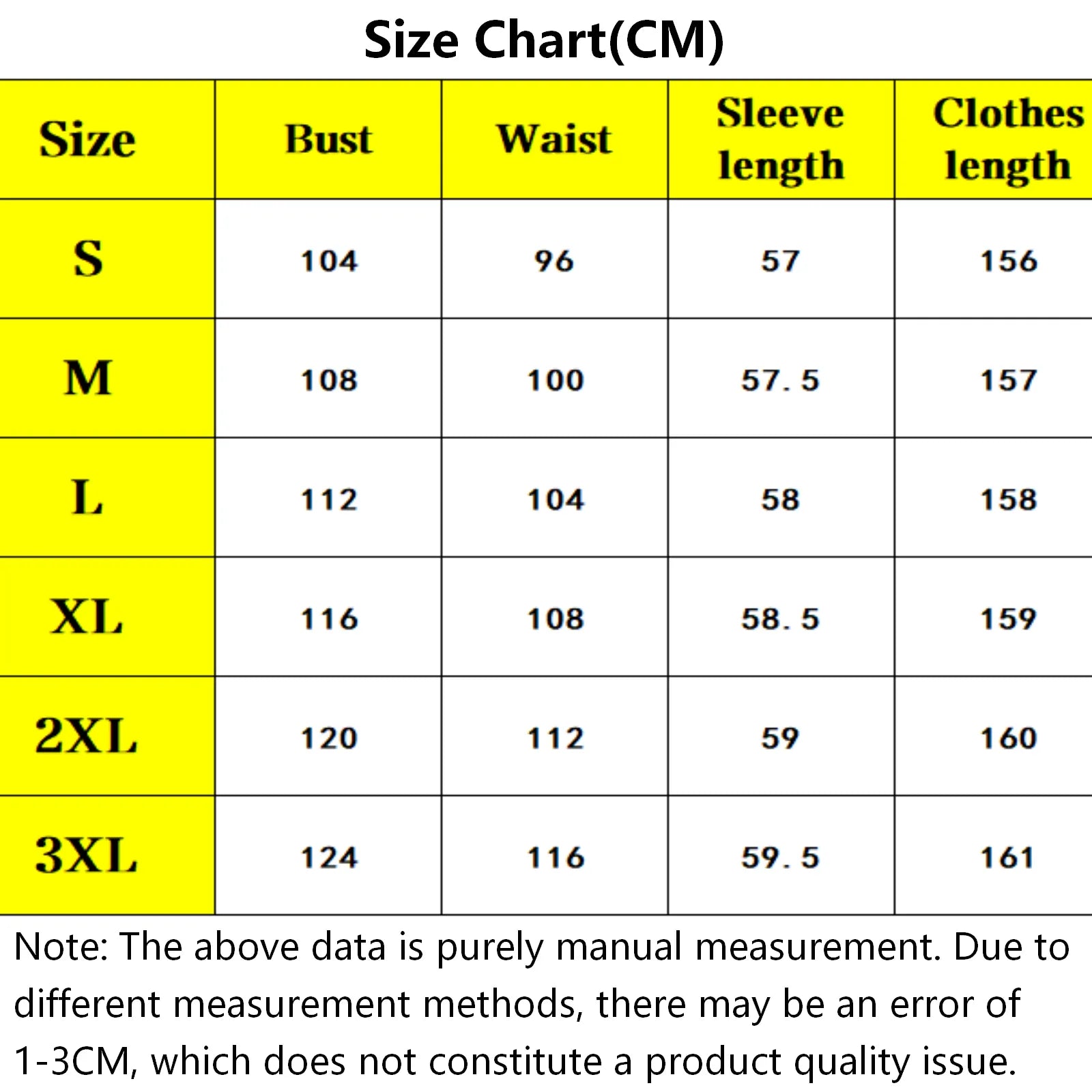 size measurement table for aang the last airbender cosplay costume cm dimension