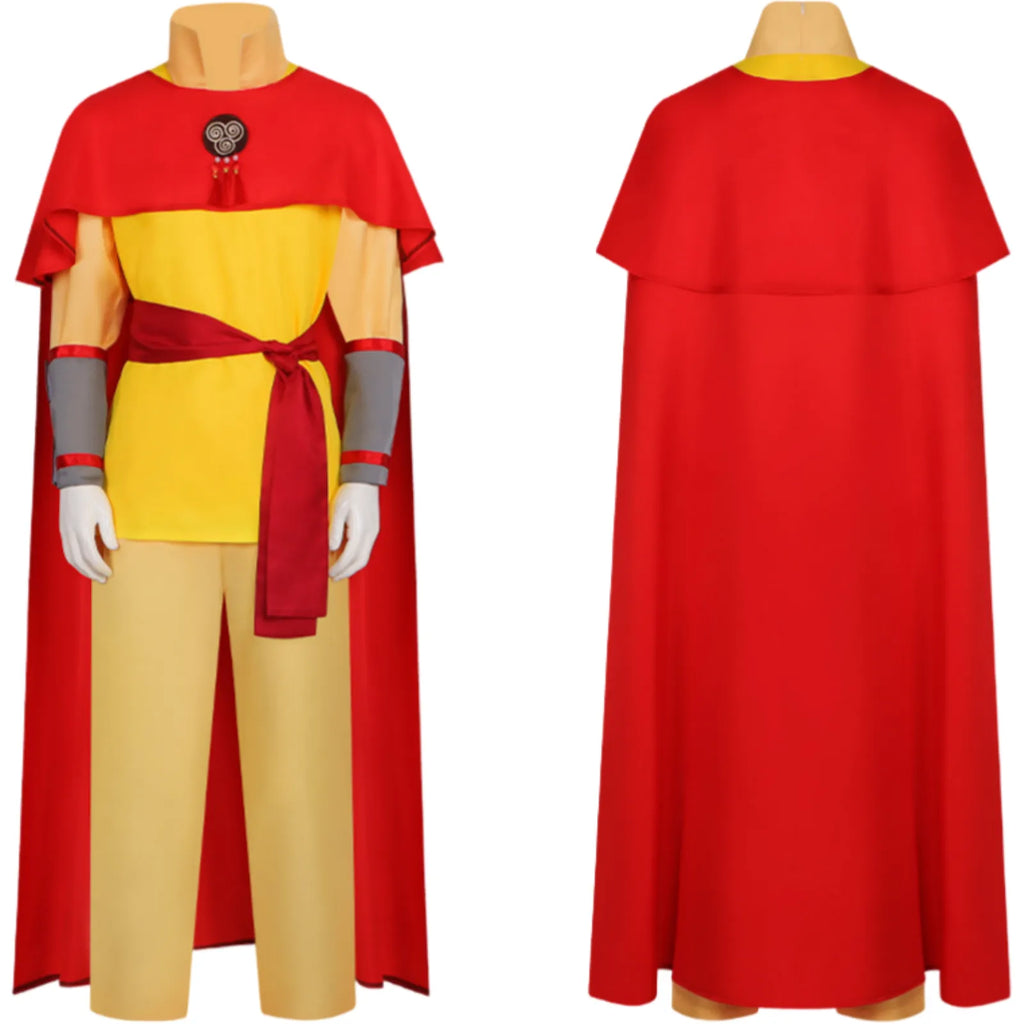 front and back views of complete aang avatar cosplay outfi
