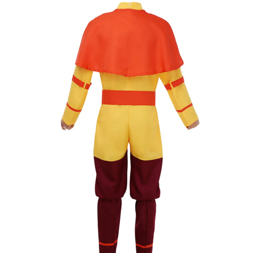 back side full body shot of aang avatar the last airbender cosplay outfit