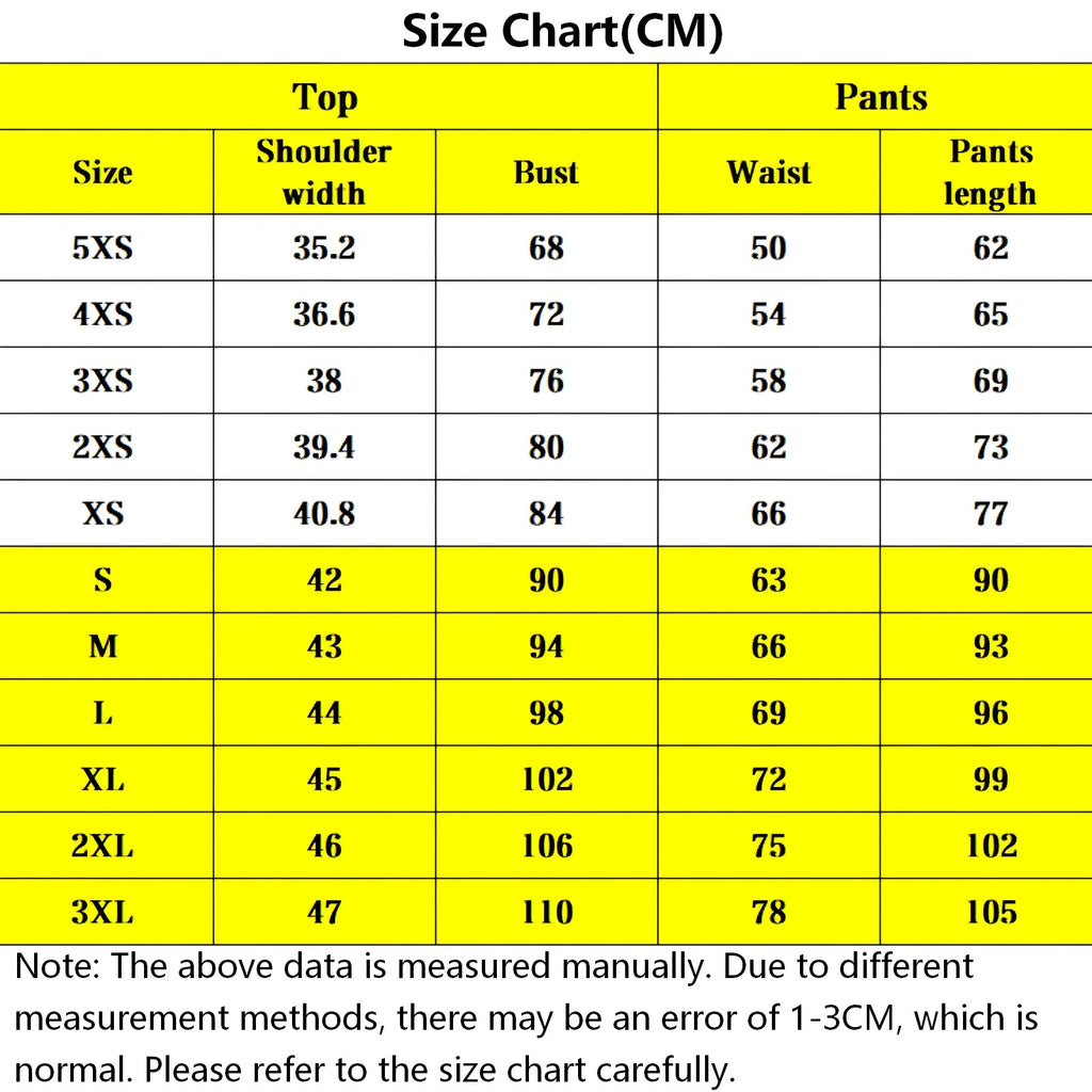 zenitsu cosplay costume size chart in centimeter