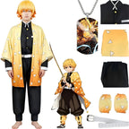 man wearing agatsuma zenitsu demon slayer full cosplay costume
