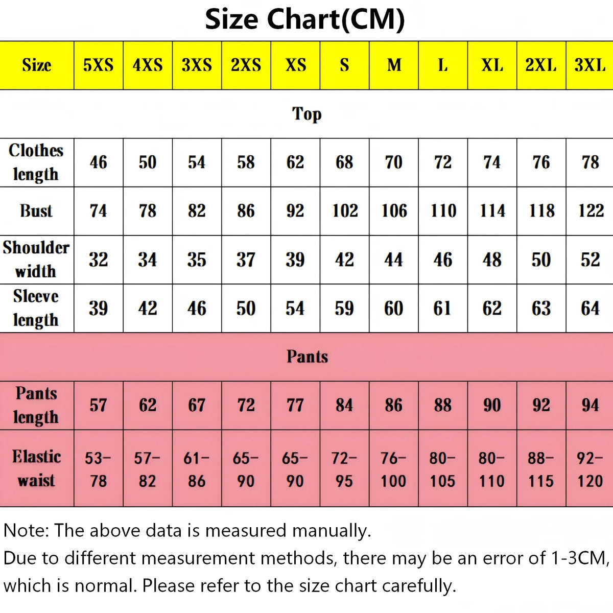 akaza cosplay costume size chart with measurement table