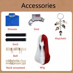 mha shoto todoroki female cos accessory layout dress vest belt neck piece sock long two tone wig keychain