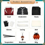 stark frieren cosplay full accessories coat vest pants gloves bandage belt wig keychain
