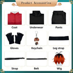 stark frieren cosplay coat inner top pants gloves keychain leg strap cross strap belt wig full accessories
