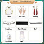 Complete Accessory Kit for Frieren Cosplay Dress Elf Ears Earrings Bracelet Belt Stockings Wig Keychain
