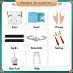 frieren cosplay matching accessories coat scarf elf ears stockings lotus bracelet earrings keychain wig