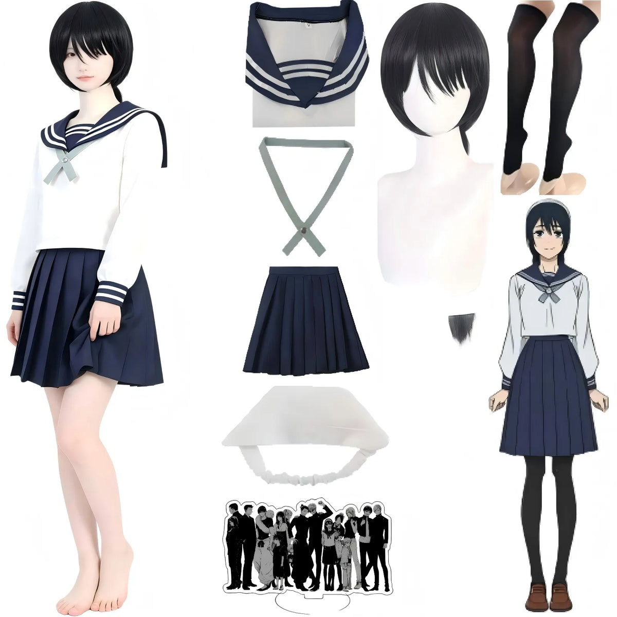 amanai riko cosplay suit, jujutsu kaisen sailor costume and braided wig