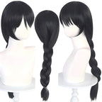 amanai riko cos wig, long black braided wig for jujutsu kaisen riko cosplay