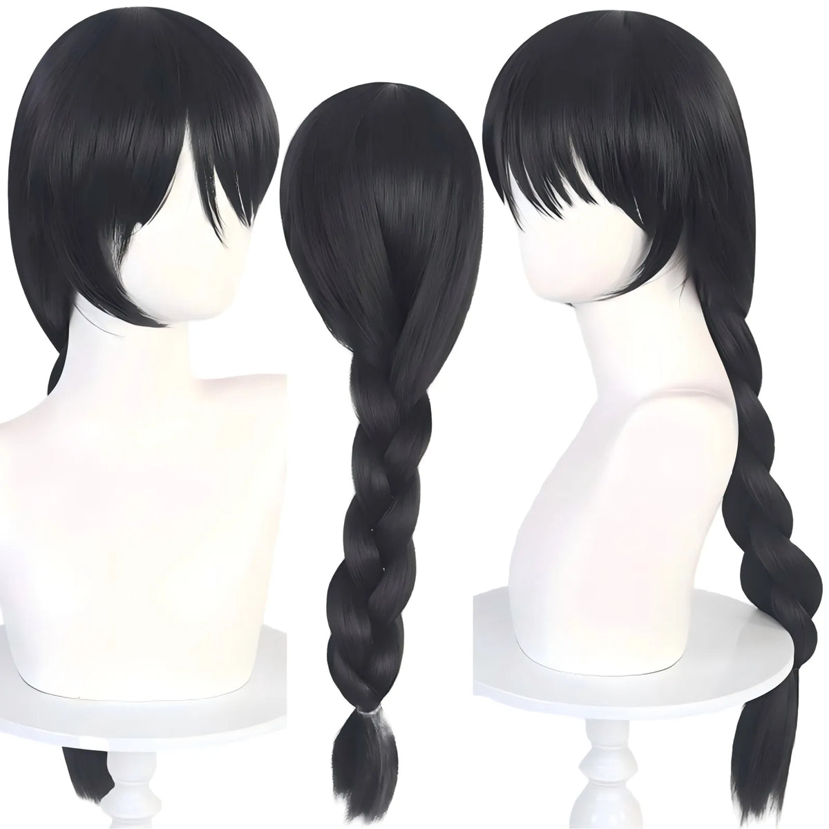 amanai riko cos wig, long black braided wig for jujutsu kaisen riko cosplay