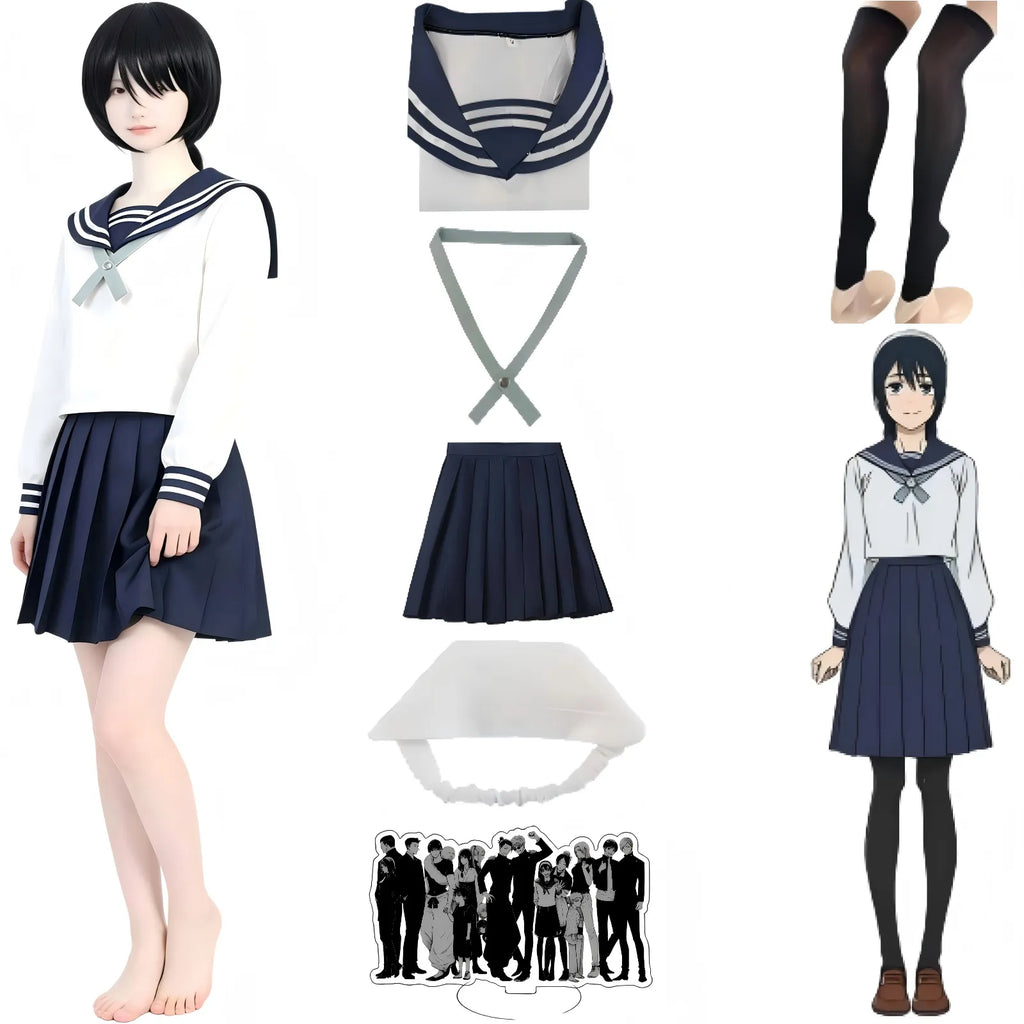 amanai riko cosplay costume full set, sailor uniform with wig, socks and accessories