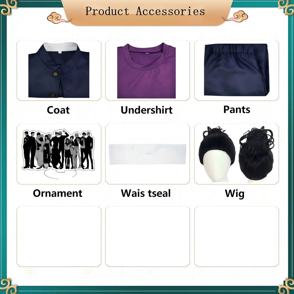 aoi todo cos costume accessories, coat, undershirt, pants, sash, wig and ornament