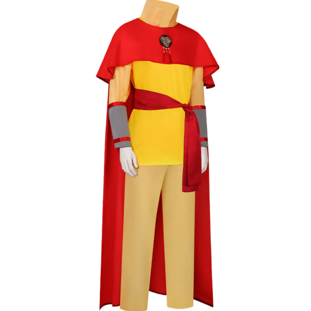 full body left side display of aang the last airbender cosplay suit