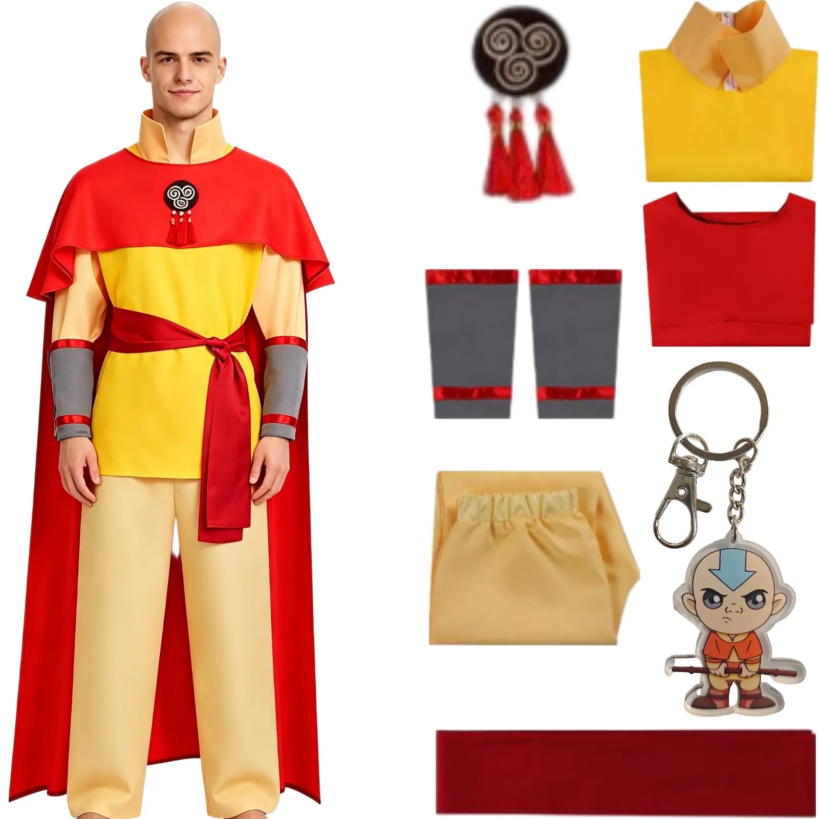 avatar the last airbender aang cosplay costume full outfit front view with matching accessories
