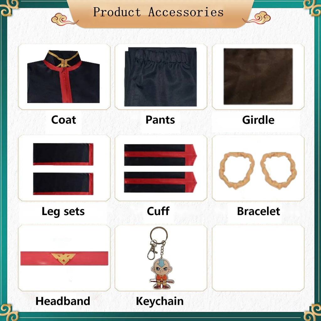classified display of supporting accessories for fire nation cosplay