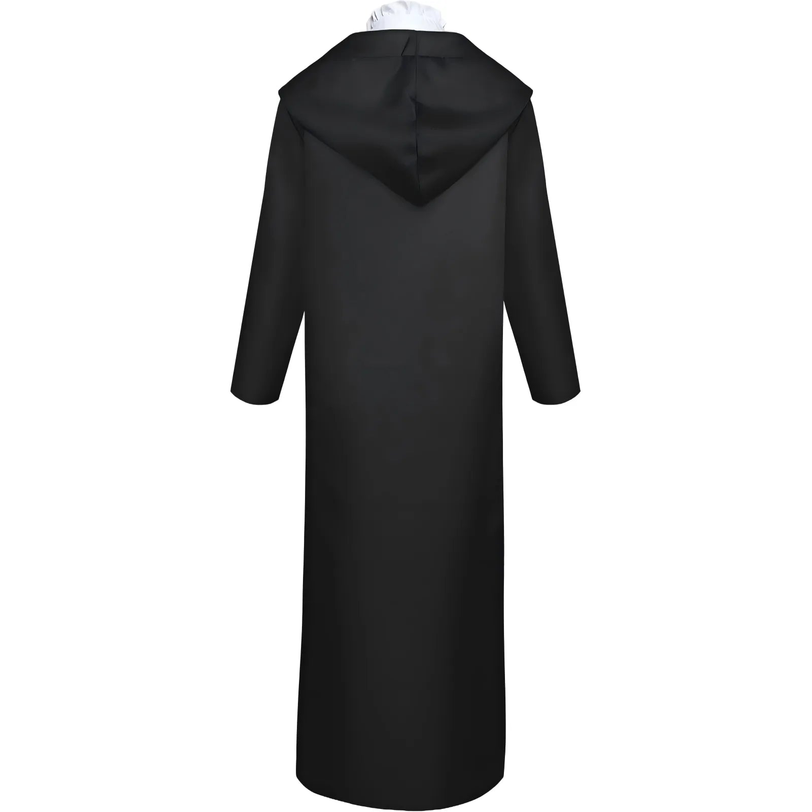 back side shot fern frieren cosplay black hooded floor-length outer robe
