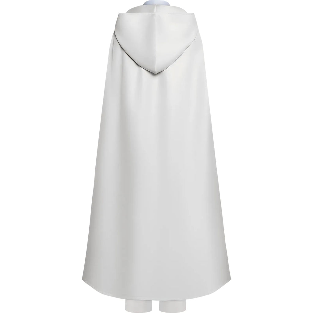 back view white hooded cloak for himmel frieren cosplay long warrior cape costume accessory