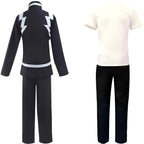back side my hero academia denki kaminari cosplay jacket white tee striped pants outfit