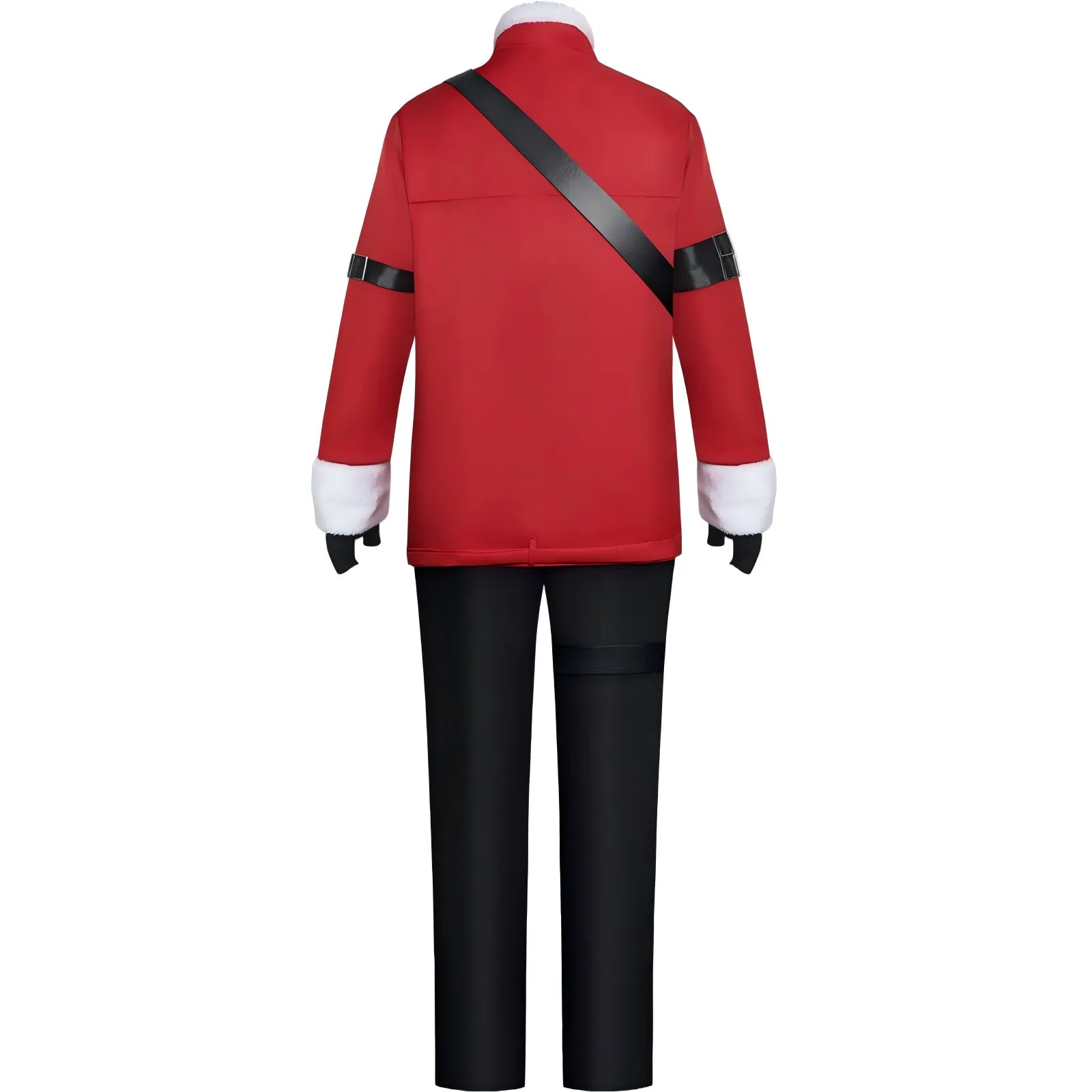 back side stark frieren beyond journey's end red fuzzy collar jacket black trousers cosplay uniform