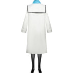 back view frieren cosplay white long coat sailor collar black edge decoration
