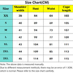 size chart for boa hancock cosplay costume, measurements in cm, size xs to 3xl