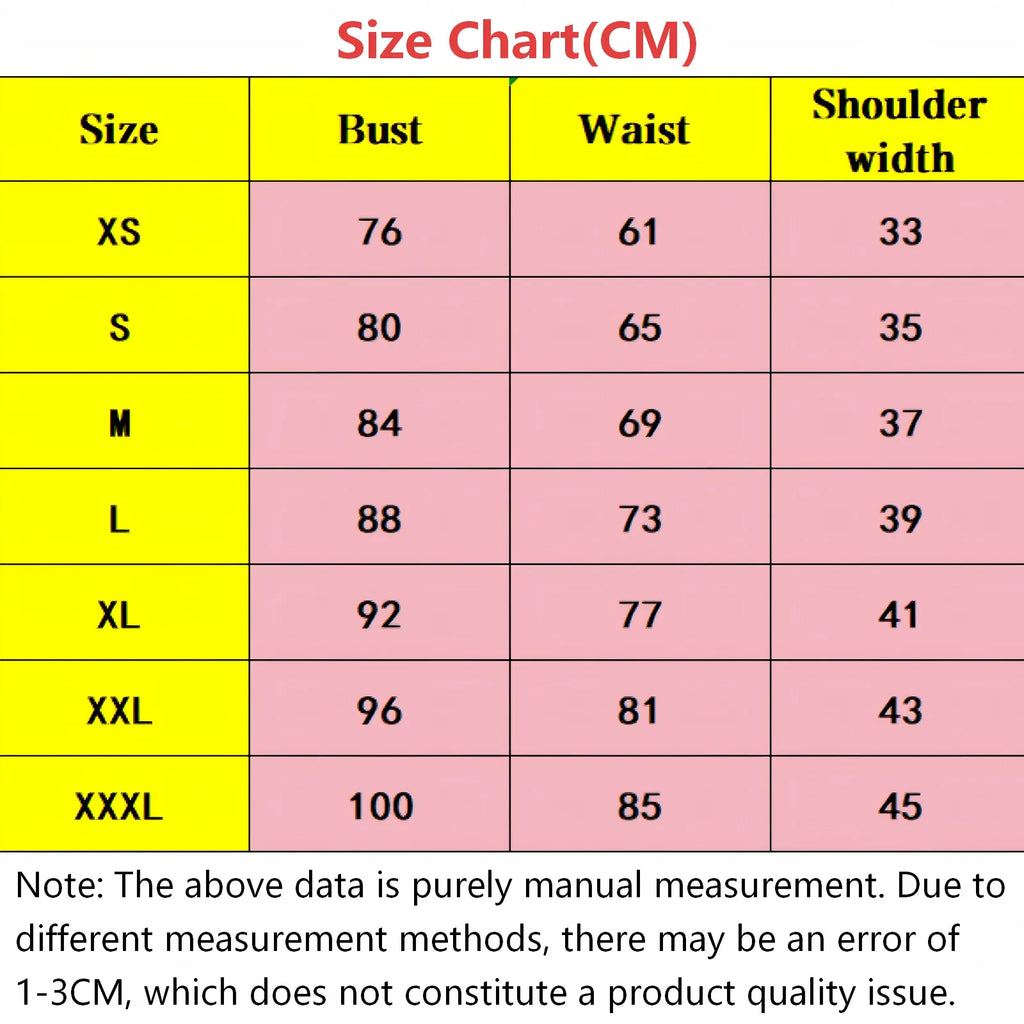 himiko toga sailor cosplay size table cm bust waist shoulder width xs to xxxl