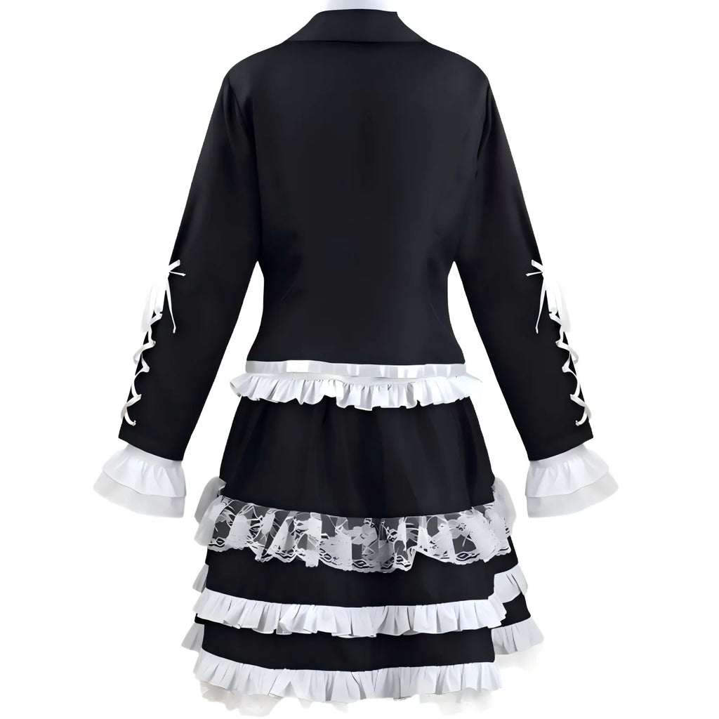 celestia ludenberg black lolita cos suit back