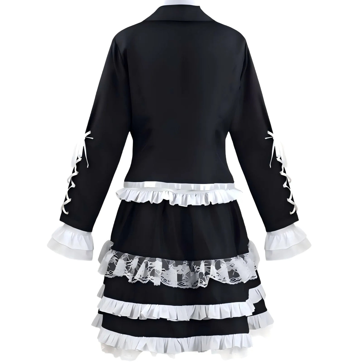 celestia ludenberg black lolita cos suit back