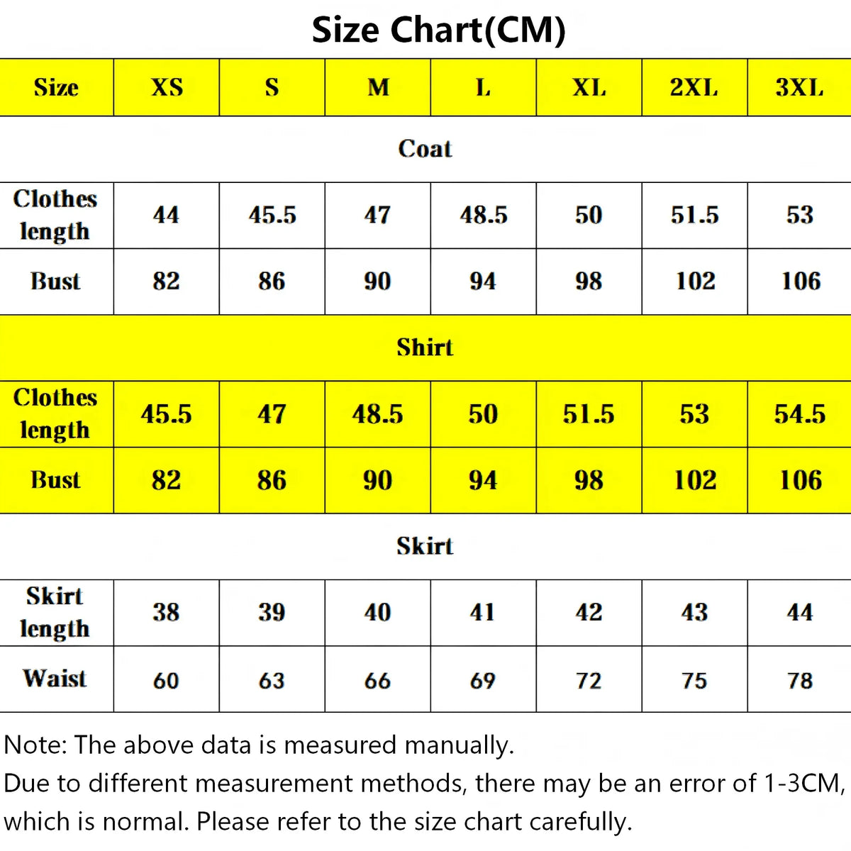 celestia ludenberg cos suit size chart in cm