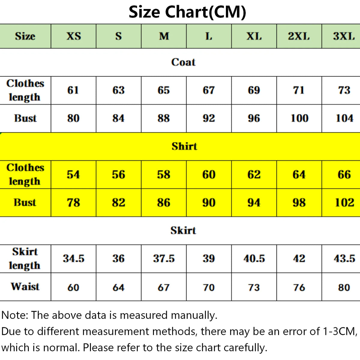 chiaki nanami cosplay outfit size measurement chart