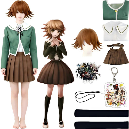 chihiro fujisaki cosplay suit and brown wig display