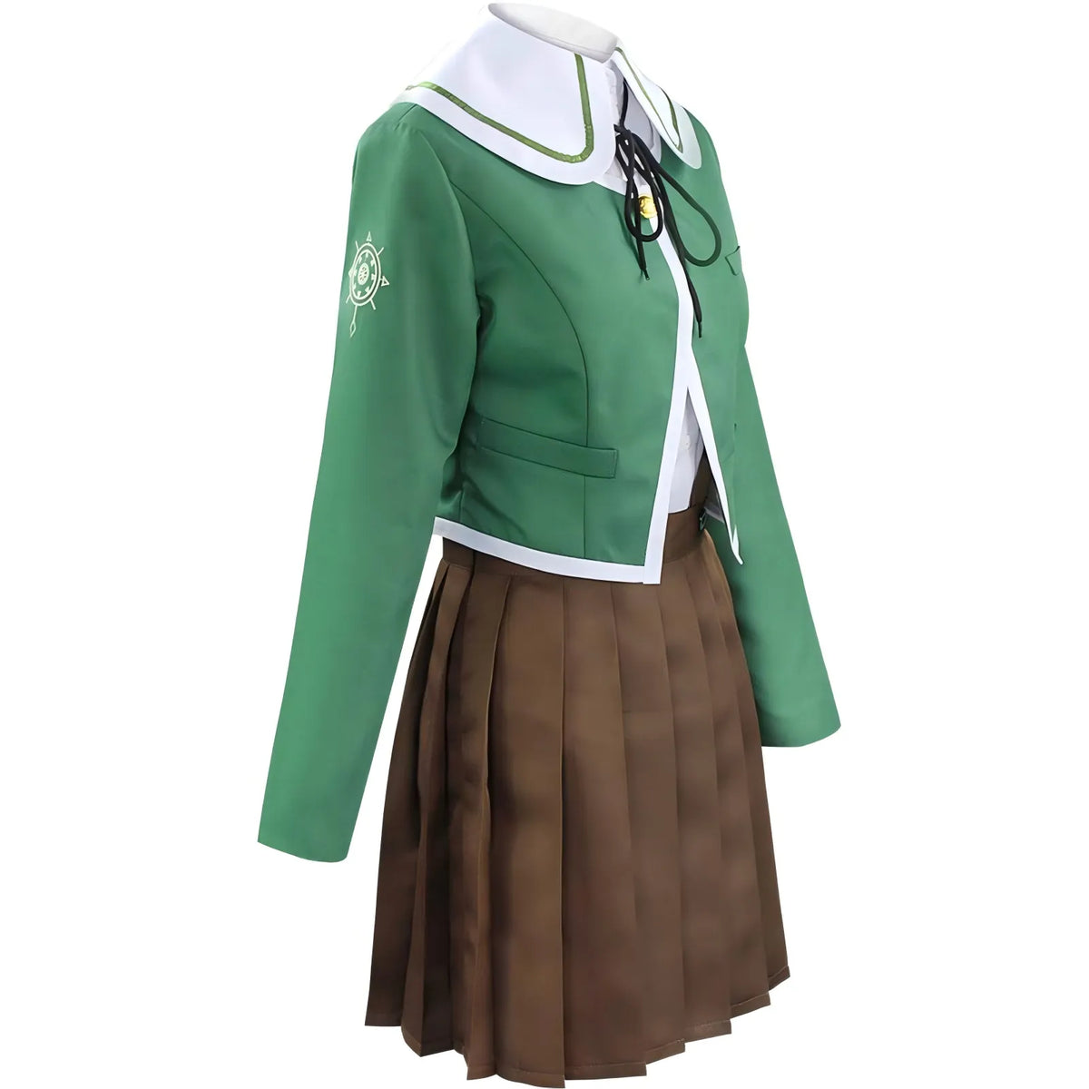side shot of chihiro fujisaki cosplay green jacket