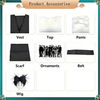 choso cosplay accessories including vest, top, pants, scarf, belt, wig and ornament