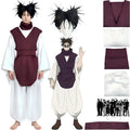 choso cosplay set with spiky black wig, full outfit and character reference art