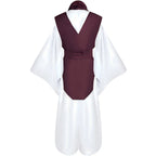 back view of choso cosplay costume, burgundy vest and white baggy trousers