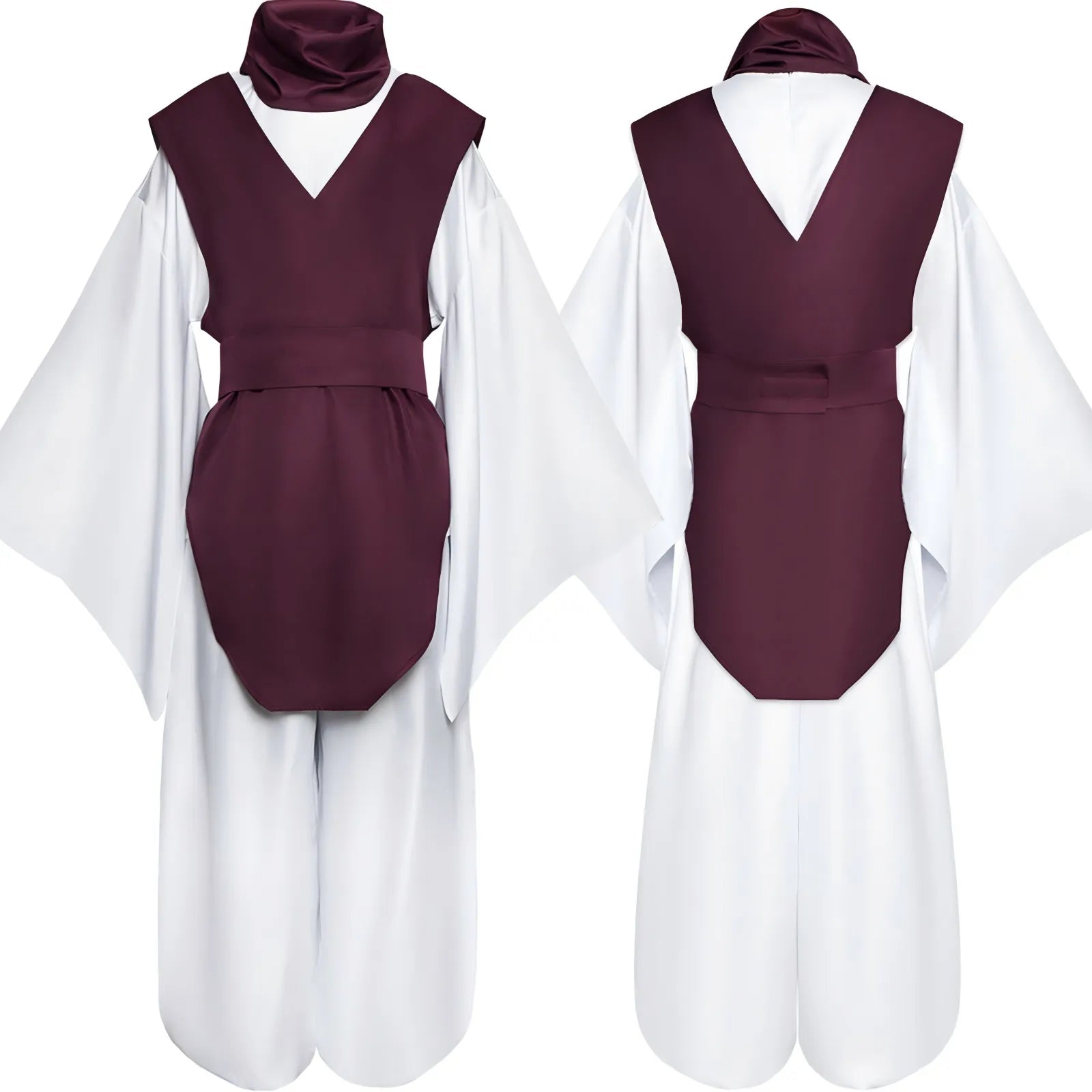 front and back view of choso cosplay full costume on white background