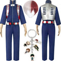 full shoto todoroki mha cos costume training jumpsuit two tone wig anime character keychain