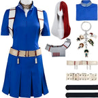 full female shoto todoroki mha cos costume blue training dress two tone long wig full accessories
