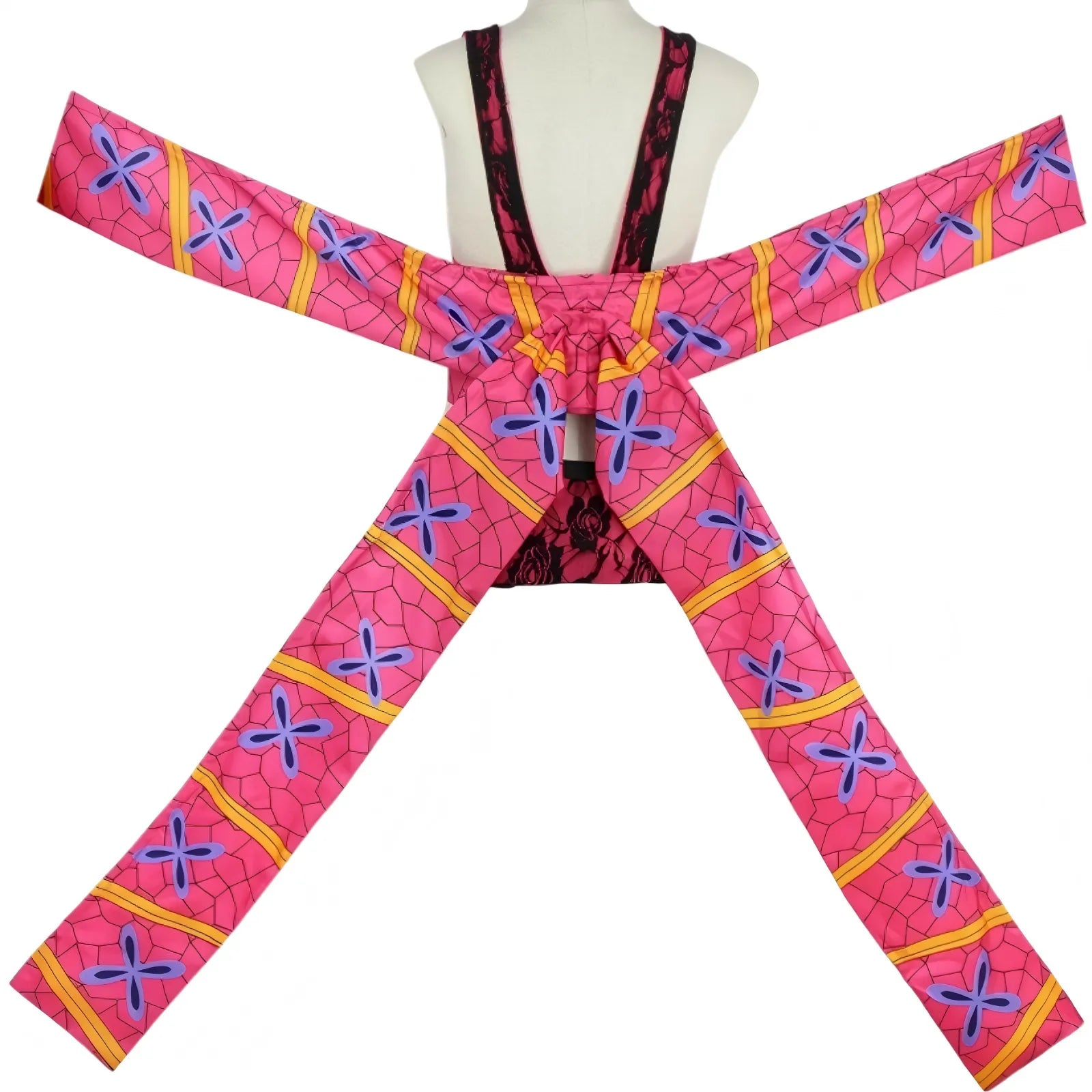 back view of daki cosplay costume showing large bow back decoration