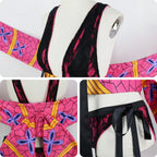 close‑up details of daki cosplay costume lace straps and back bow