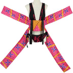 flat‑lay front view of daki demon slayer cosplay costume