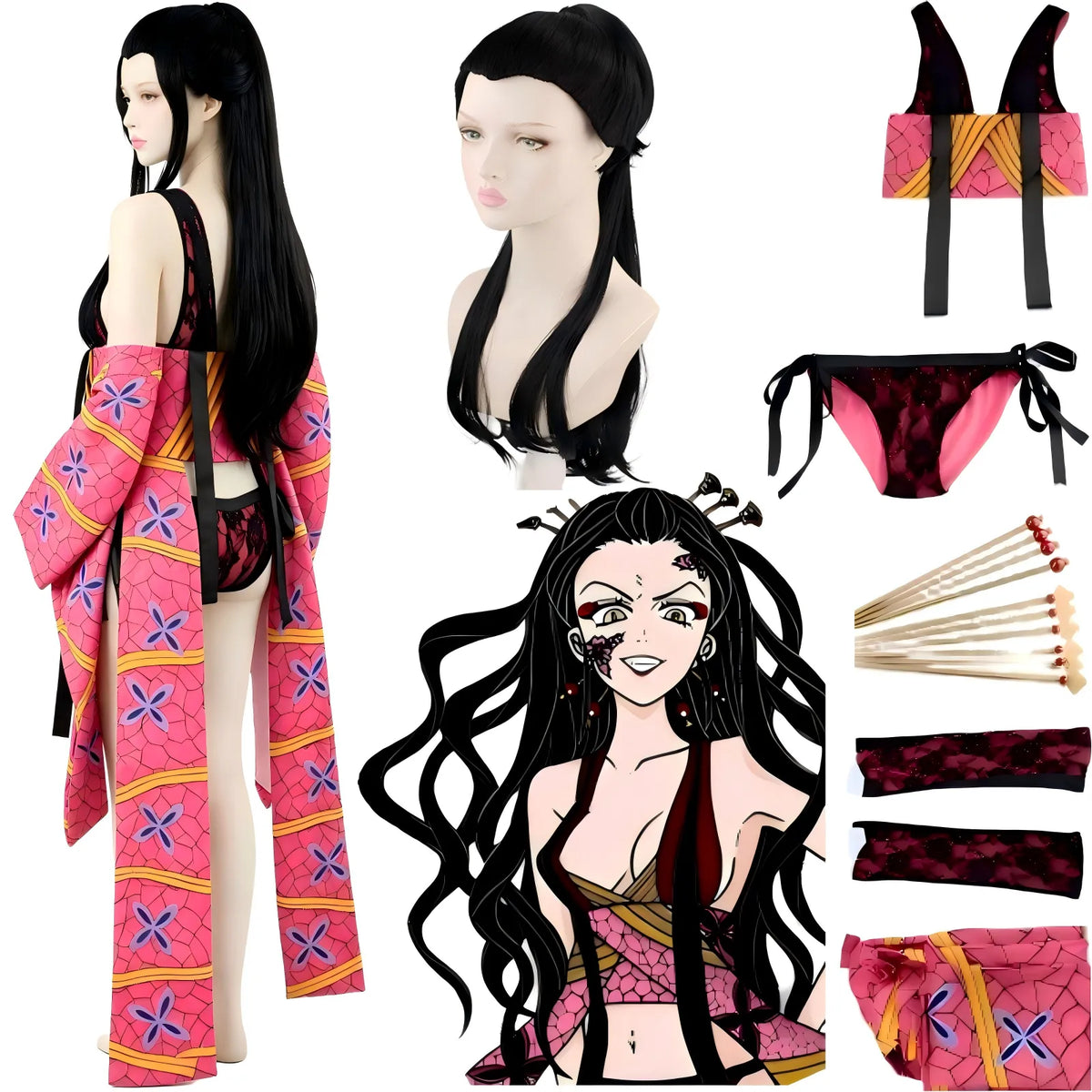 daki cosplay outfit with matching black long wig and costume accessories