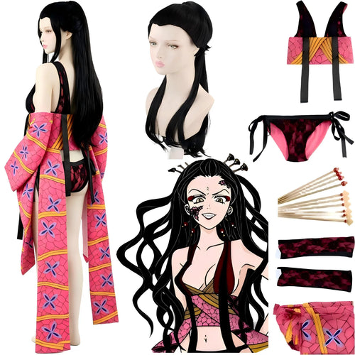 daki cosplay outfit with matching black long wig and costume accessories