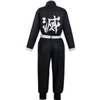 back view black demon slayer uniform with white kanji character printed on back