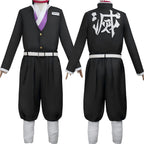 front and back view demon slayer corps uniform for gyomei himejima cosplay
