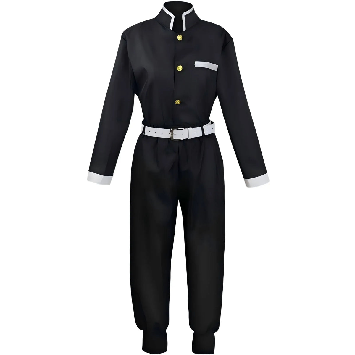 black demon slayer uniform front view with belt