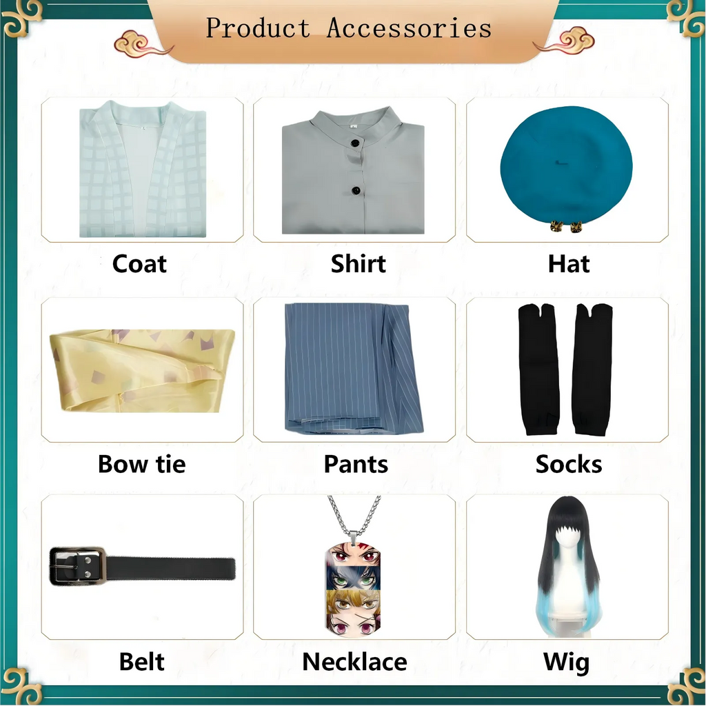 complete accessories list for muichirou tokitou casual cosplay costume