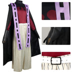 side view and partial close‑up details of doma cosplay gloves, belt and fabric