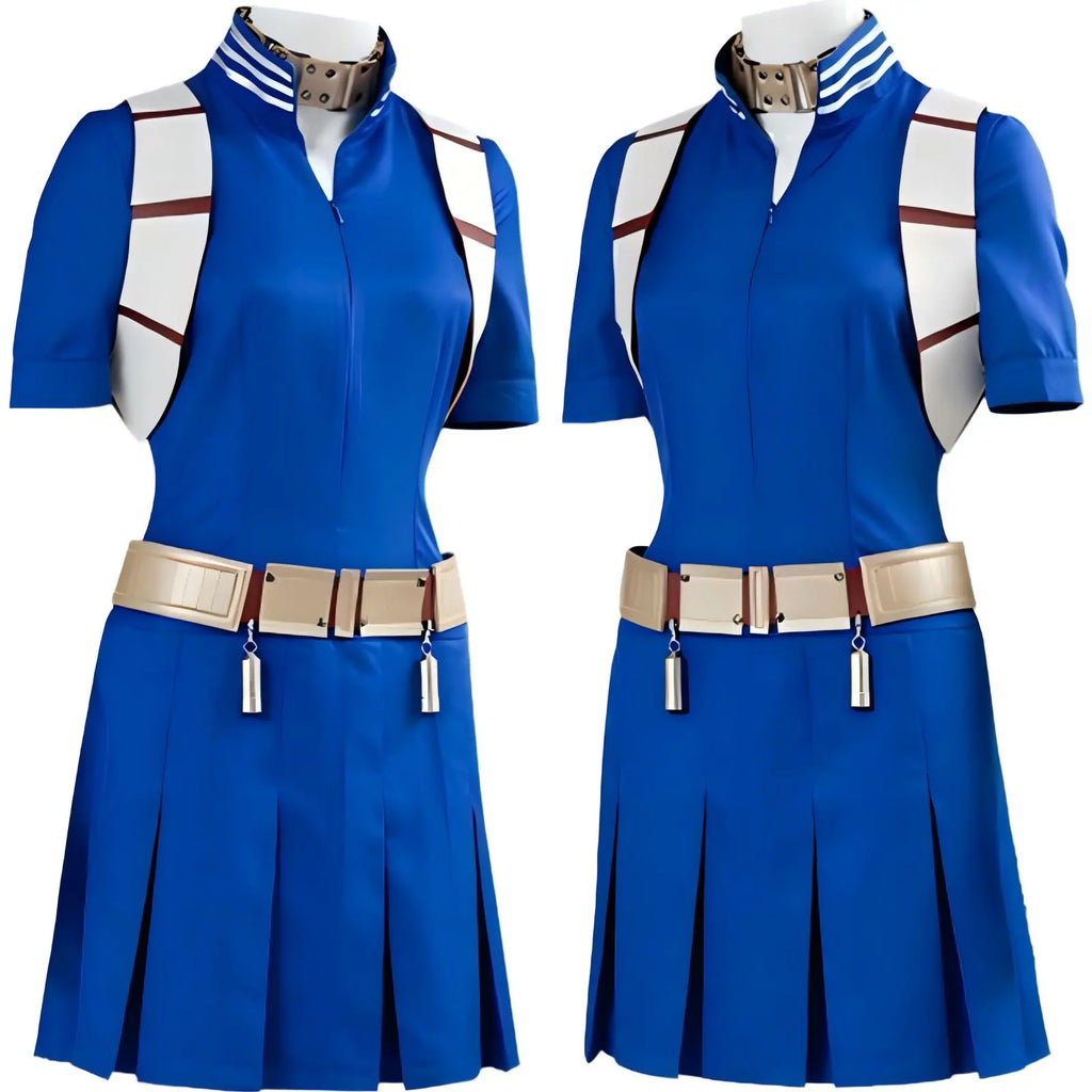 two front angle display women shoto todoroki mha cos blue short sleeve pleated uniform