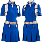 two front angle display women shoto todoroki mha cos blue short sleeve pleated uniform